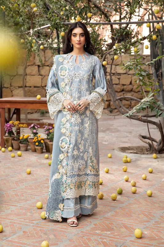 Ice Blue Heavy Embroidered Lawn Suit