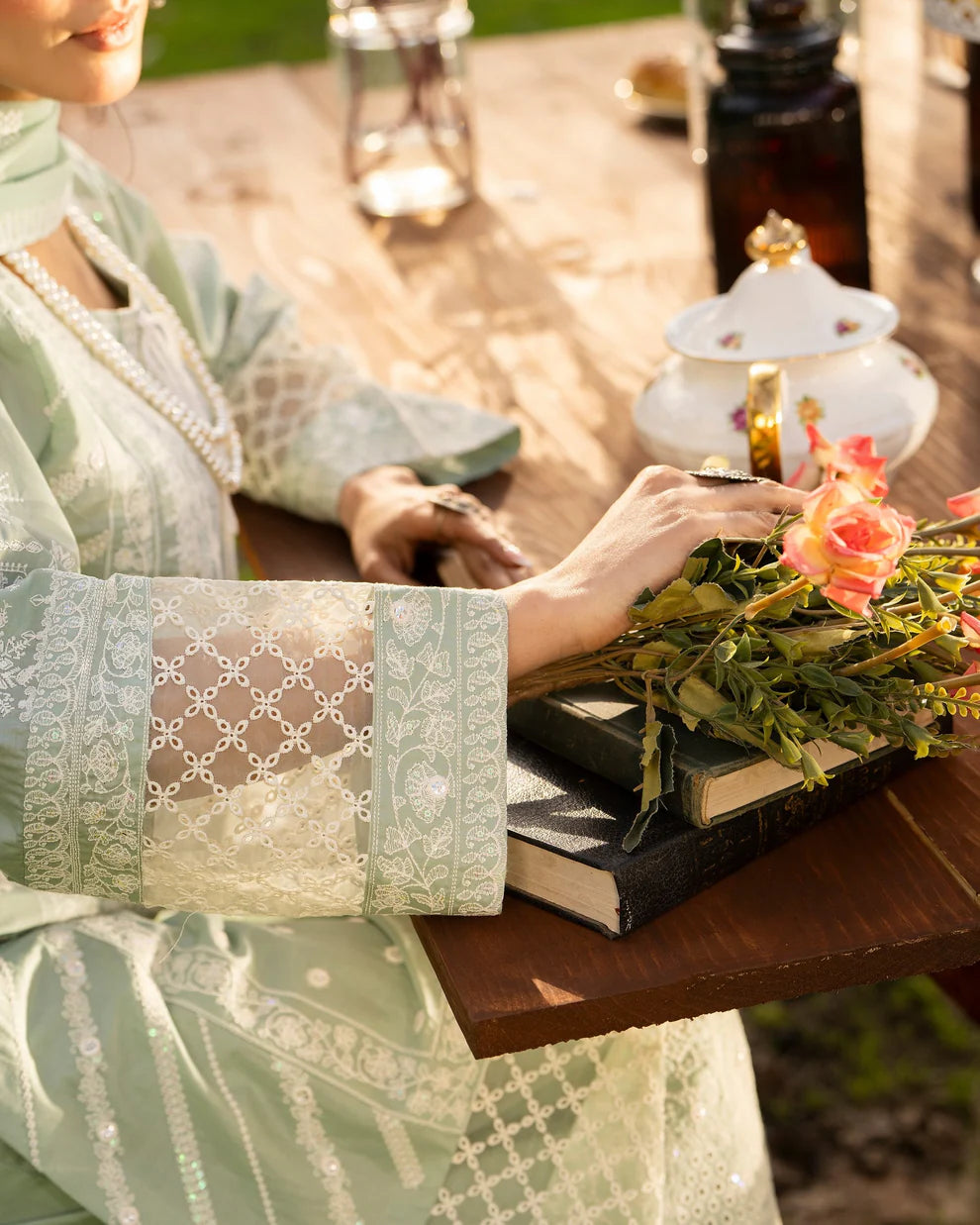 Ice Blue Heavy Embroidered Pure Cotton Suit