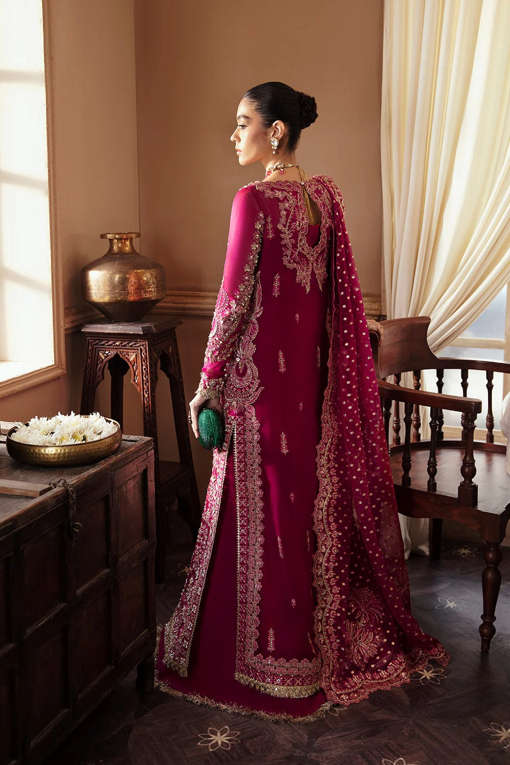 Fuchsia Organza Handmade Suit