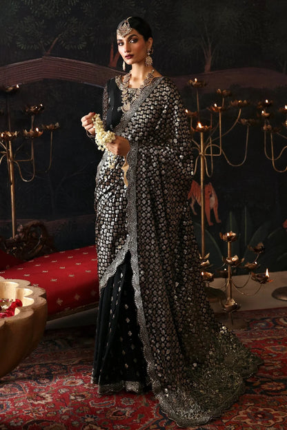 Heavy Sequins Embroidered Black Wedding Saree