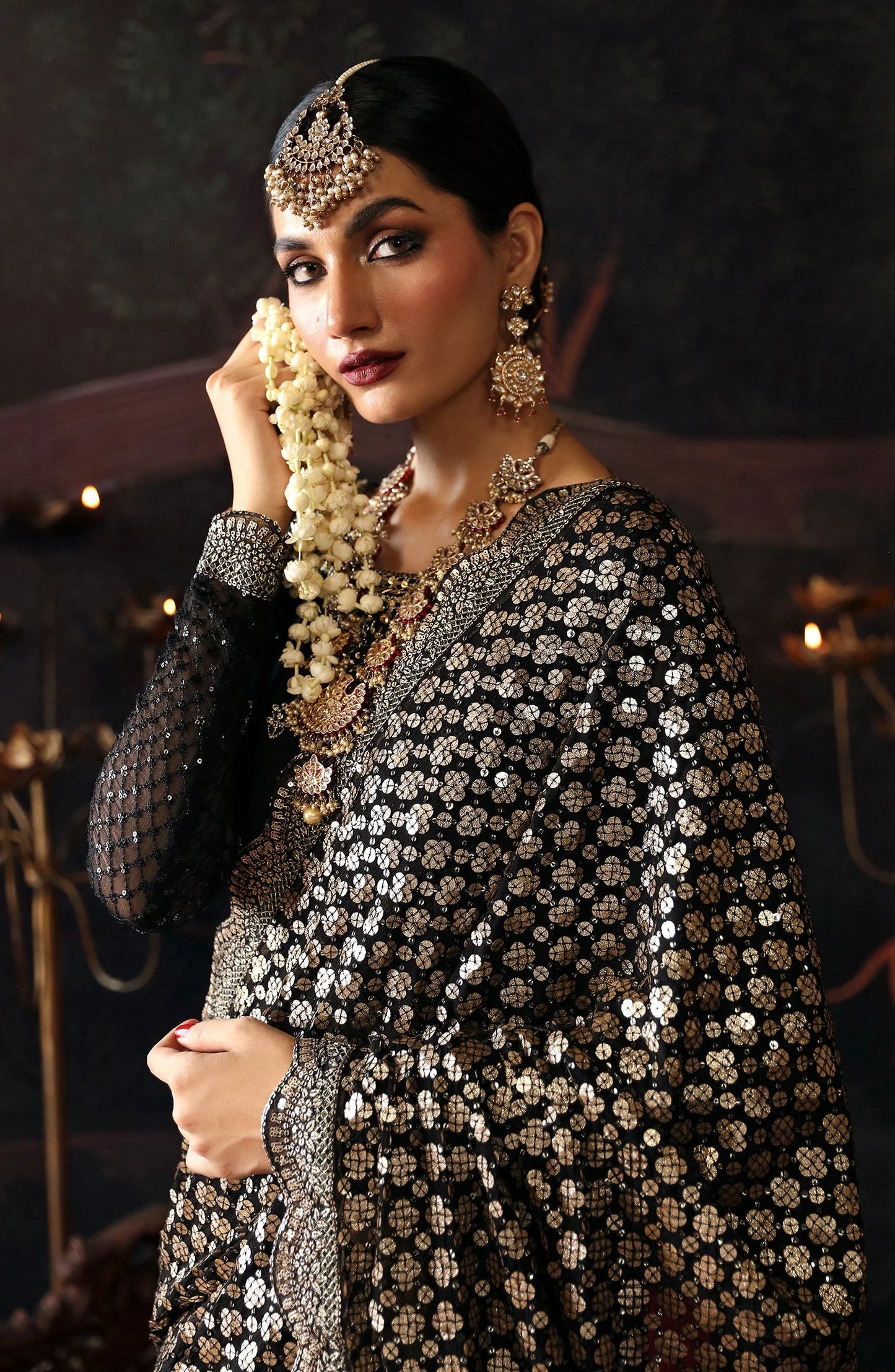 Heavy Sequins Embroidered Black Wedding Saree