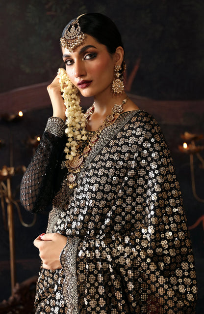 Heavy Sequins Embroidered Black Wedding Saree