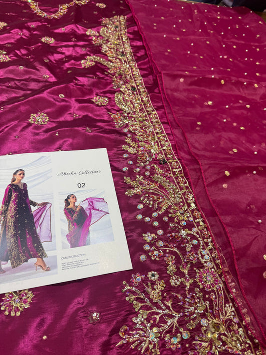 Magenta Pink Handmade Raw Silk Suit