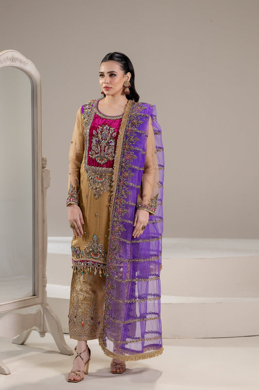 Gold Pure Banarsi Handmade Suit