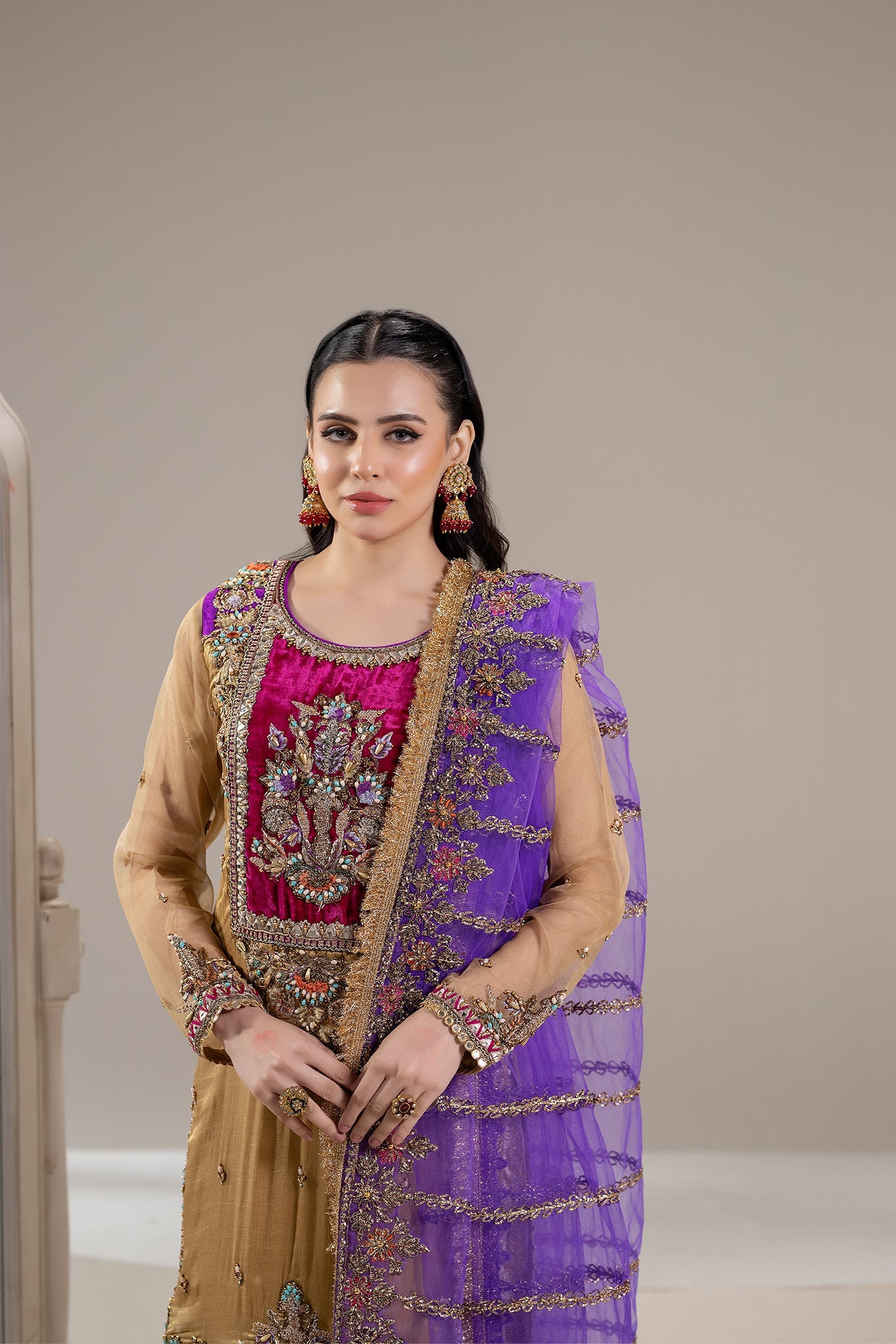 Gold Pure Banarsi Handmade Suit
