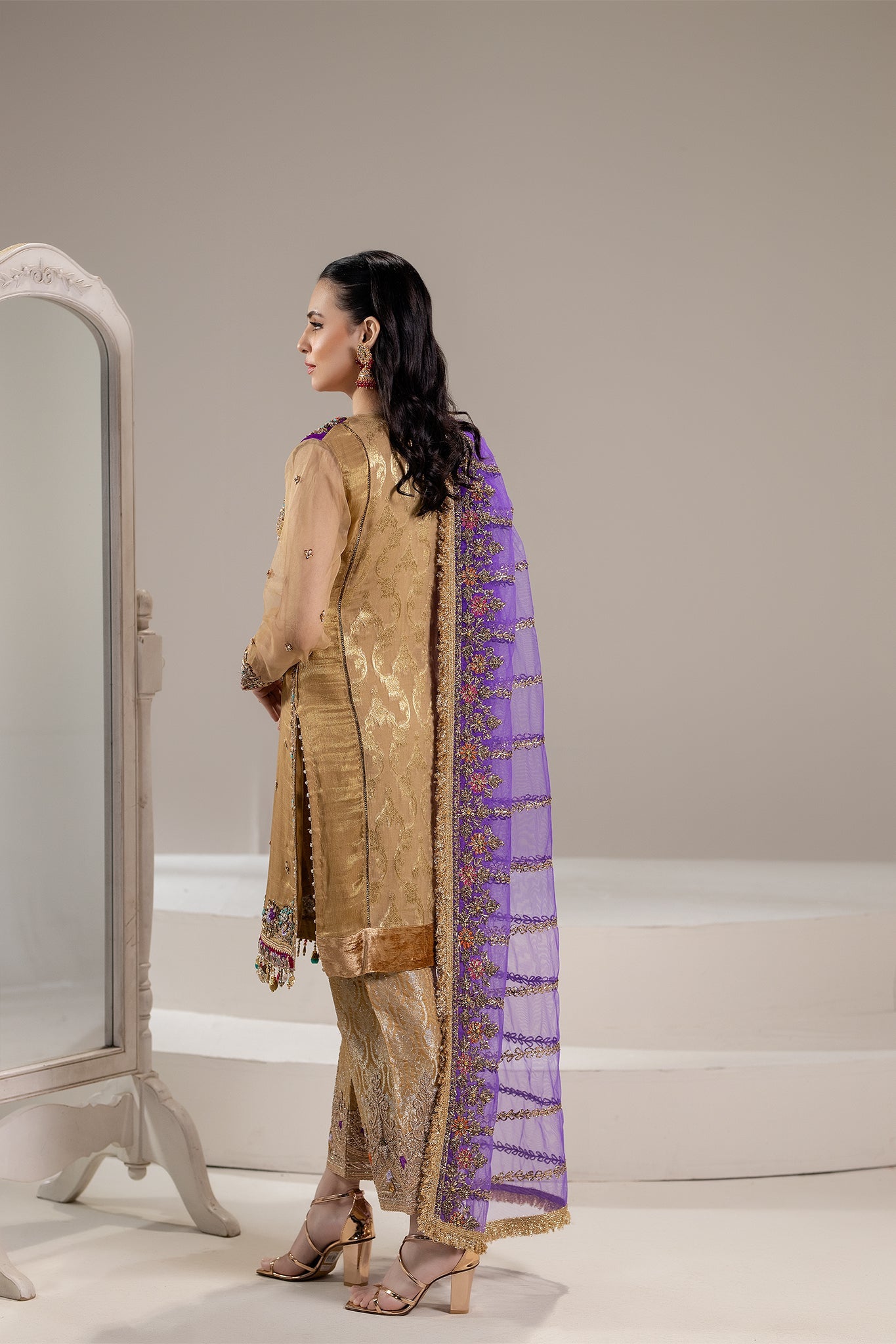 Gold Pure Banarsi Handmade Suit