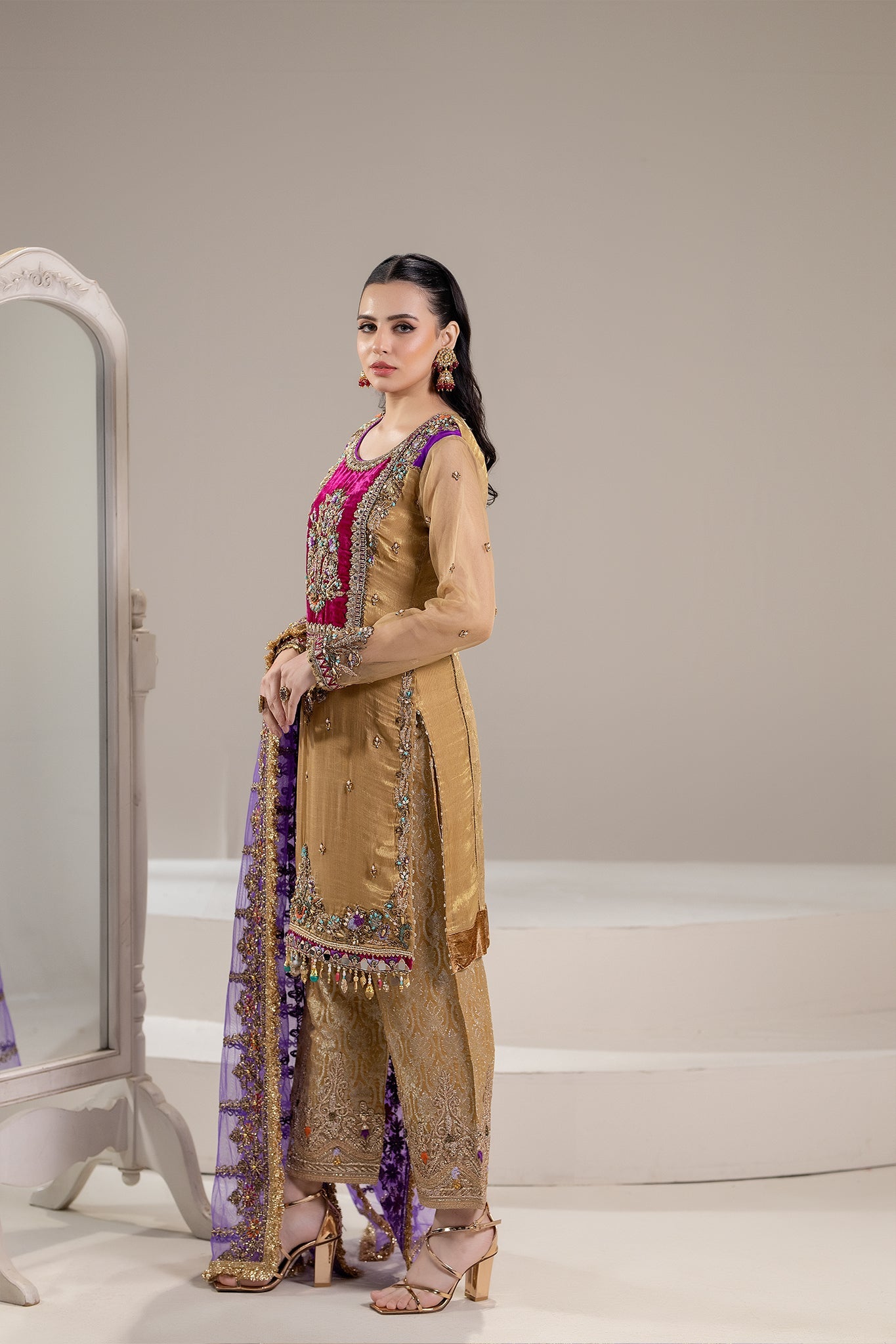 Gold Pure Banarsi Handmade Suit