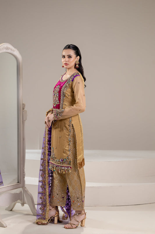 Gold Pure Banarsi Handmade Suit