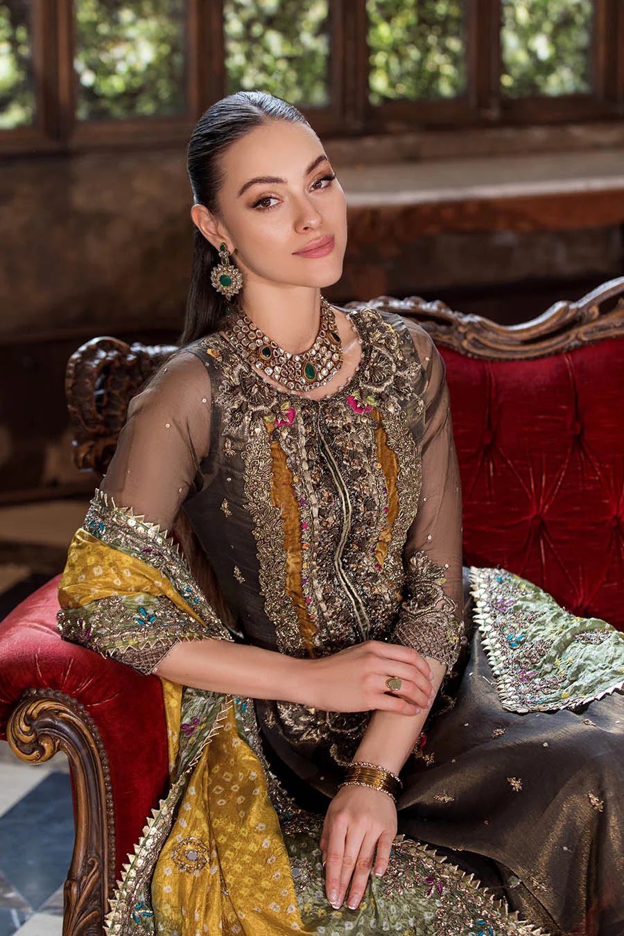 Hand Embroidered Resham Maysuri Suit