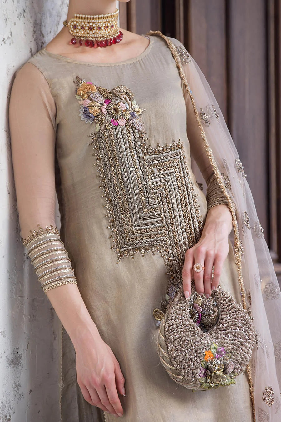Hand Embroidered Maysuri Cotton Suit