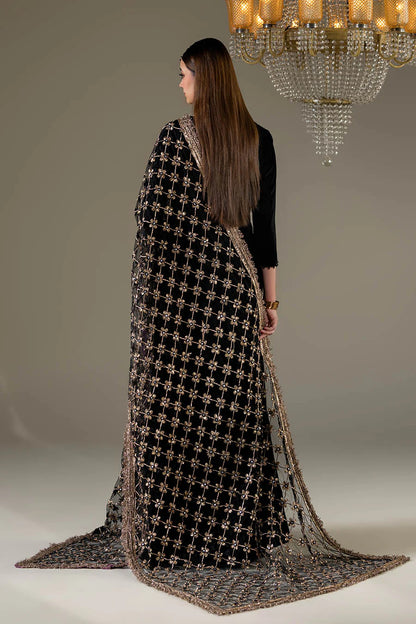 Black Velvet Sharara with Heavy Embroidered Dupatta