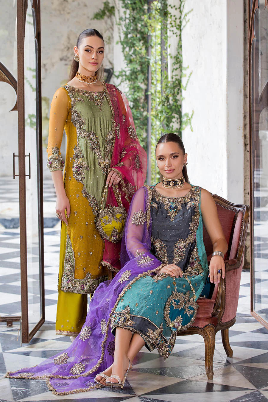 Hand Embroidered Mustard Yellow Pure organza Suit