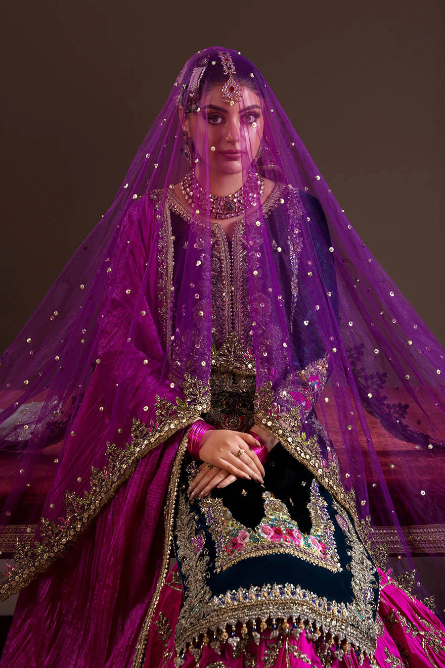 Hand Embroidered Velvet Sharara