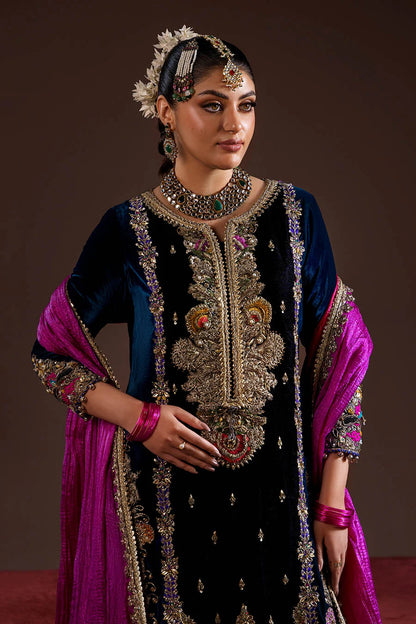Hand Embroidered Velvet Sharara