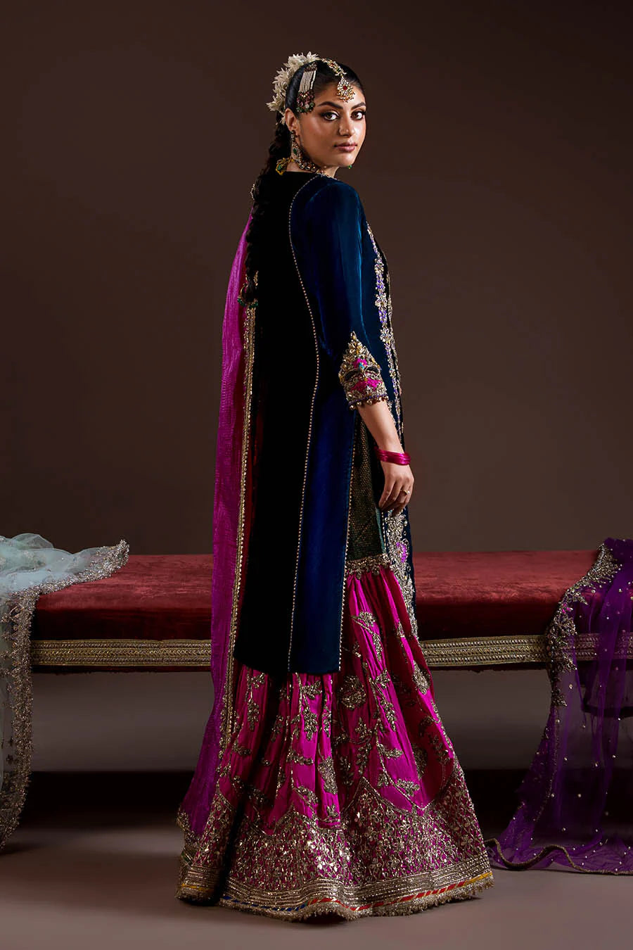 Hand Embroidered Velvet Sharara