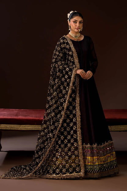 Handmade Black Crinkle Chiffon Anarkali Peshwas