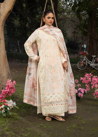 Ivory Lawn Suit with Schiffli Embroidery & Patchwork Details