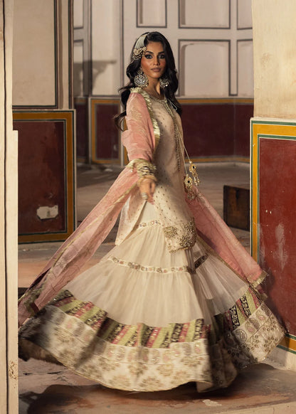 Ivory Embellished Flared Gharara