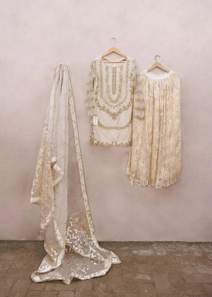 Ivory Handmade Crushed Silk Sharara