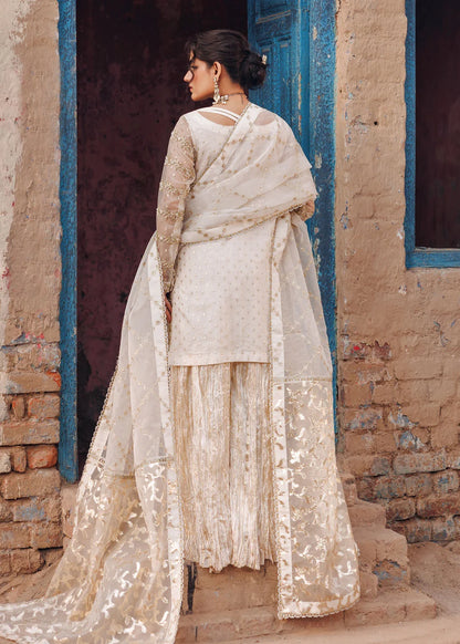 Ivory Handmade Crushed Silk Sharara