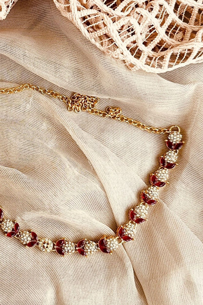 Red Stone Work Necklace Set