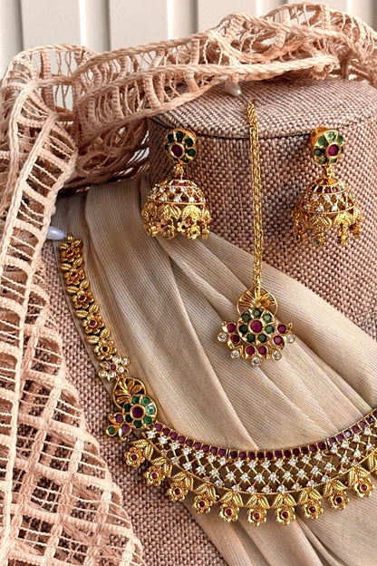 Multi Gold Plated South Necklace Set