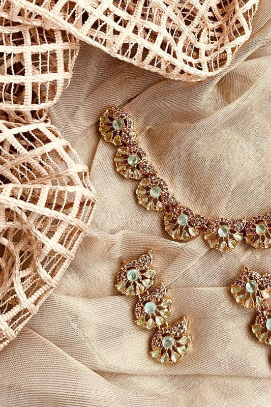 Mint Green Gold Plated Jewellery Set