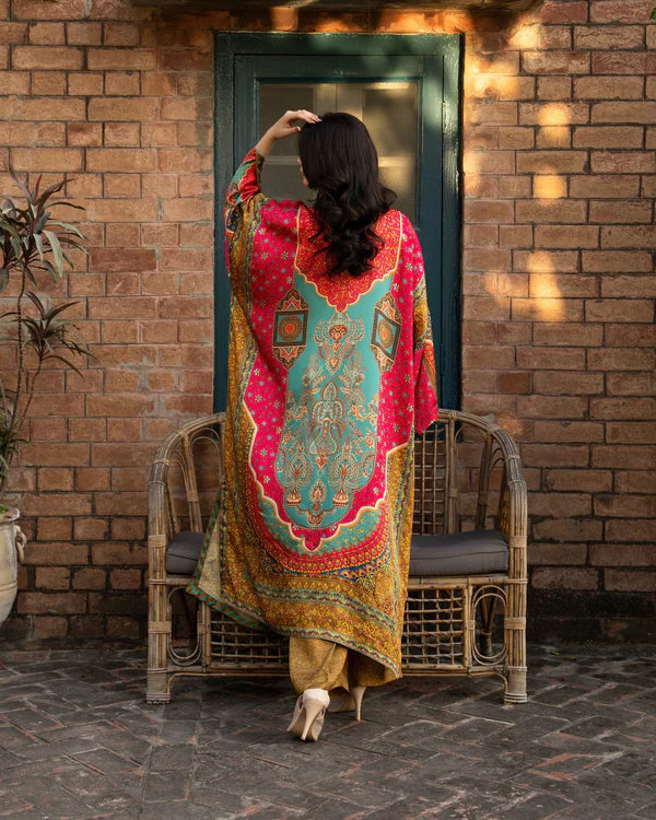 Silk Printed Kaftan Style Suit Set