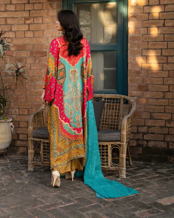 Silk Printed Kaftan Style Suit Set