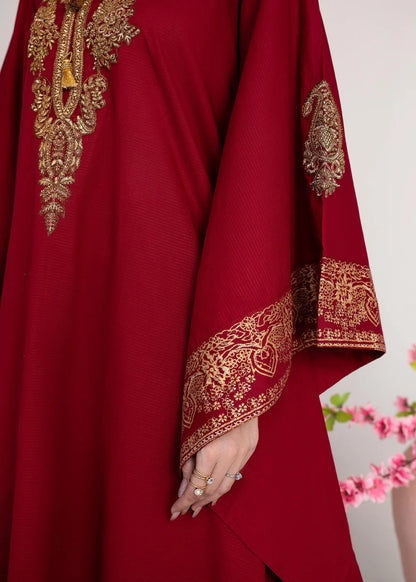 Maroon Embroidered Khaddar Winter Kaftan