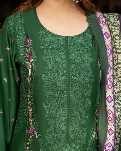 Jade Green Kotrai Long Shirt Suit with Multi-Thread Work