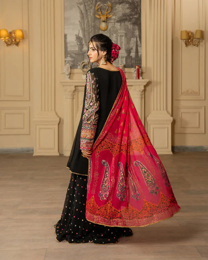 Short Frock & Sharara Set with Tilla & Panni Work