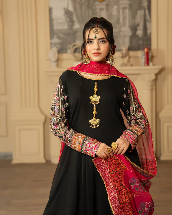 Short Frock & Sharara Set with Tilla & Panni Work