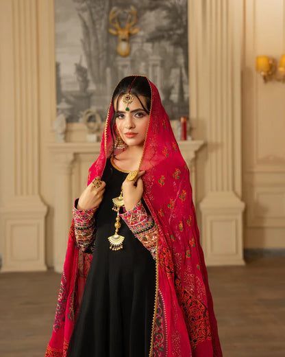 Short Frock & Sharara Set with Tilla & Panni Work