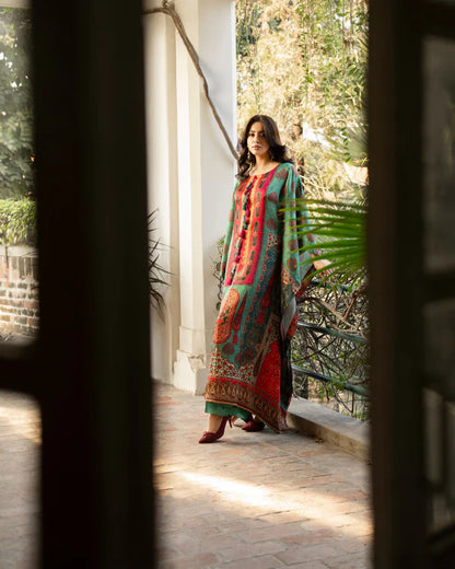 Silk Printed Kaftan Style Suit Set
