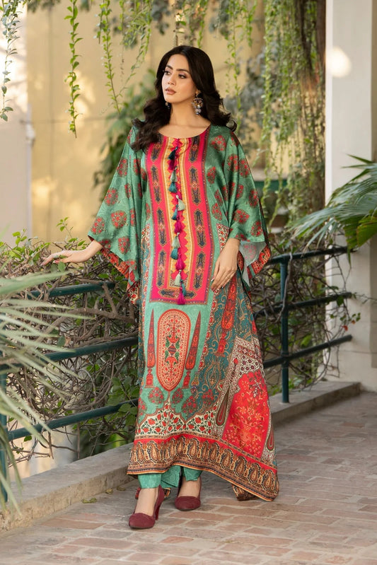 Silk Printed Kaftan Style Suit Set