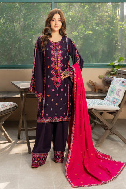 Magenta Kotrai Embroidered Farshi Shalwar Suit