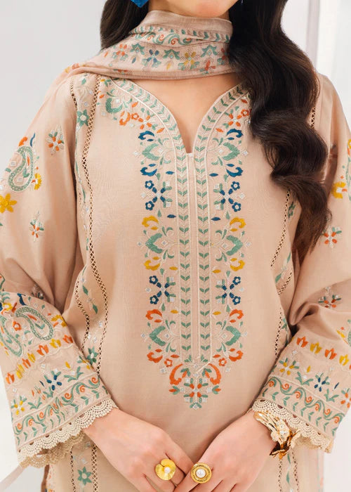 Beige Embroidered Winter Kurta Set with Dupatta