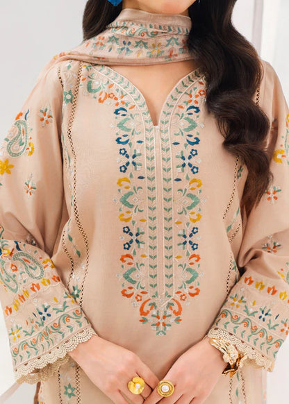 Beige Embroidered Winter Kurta Set with Dupatta