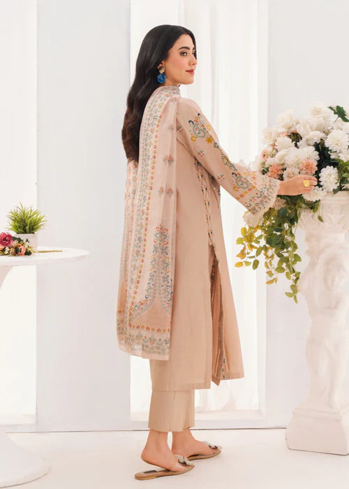 Beige Embroidered Winter Kurta Set with Dupatta