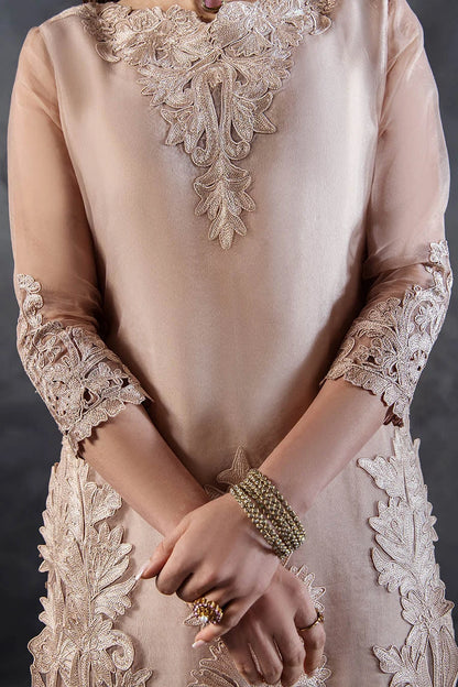 Hand Embroidered Pastel Pink Crushed Sharara