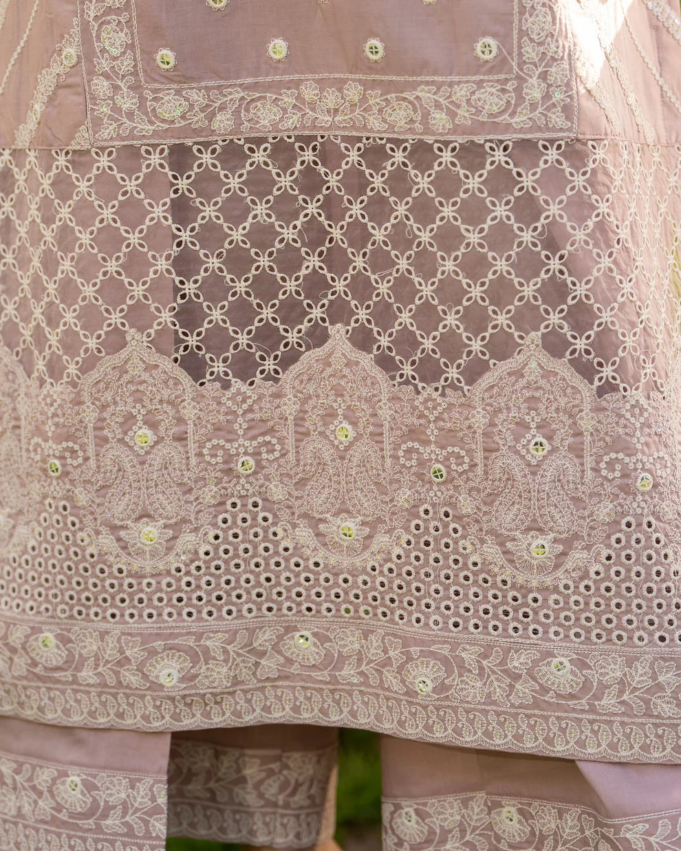Dusty Rose Heavy Embroidered Pure Cotton Suit