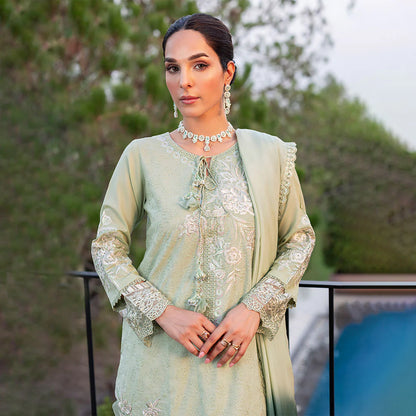 Pista Pure Cotton Schiffli Embroidered Farshi Shalwar Suit