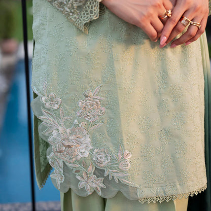 Pista Pure Cotton Schiffli Embroidered Farshi Shalwar Suit