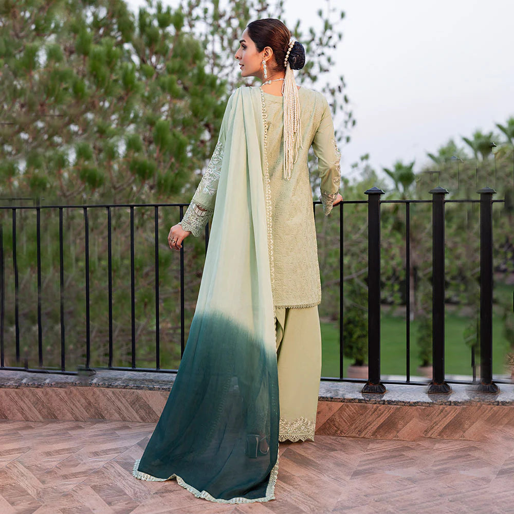 Pista Pure Cotton Schiffli Embroidered Farshi Shalwar Suit