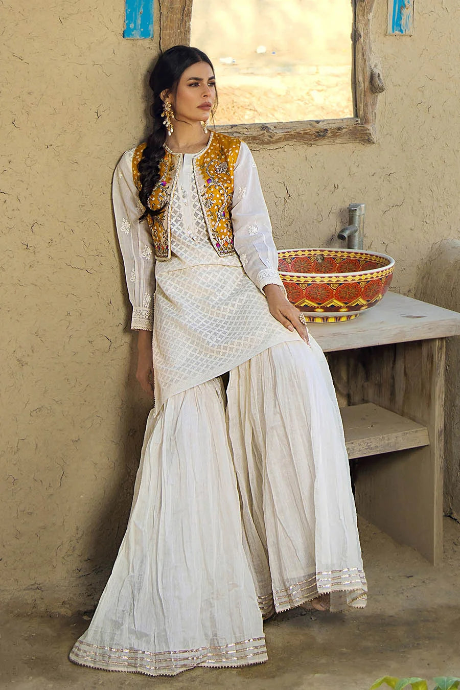 Handmade Jacket Style Suit with Gharara