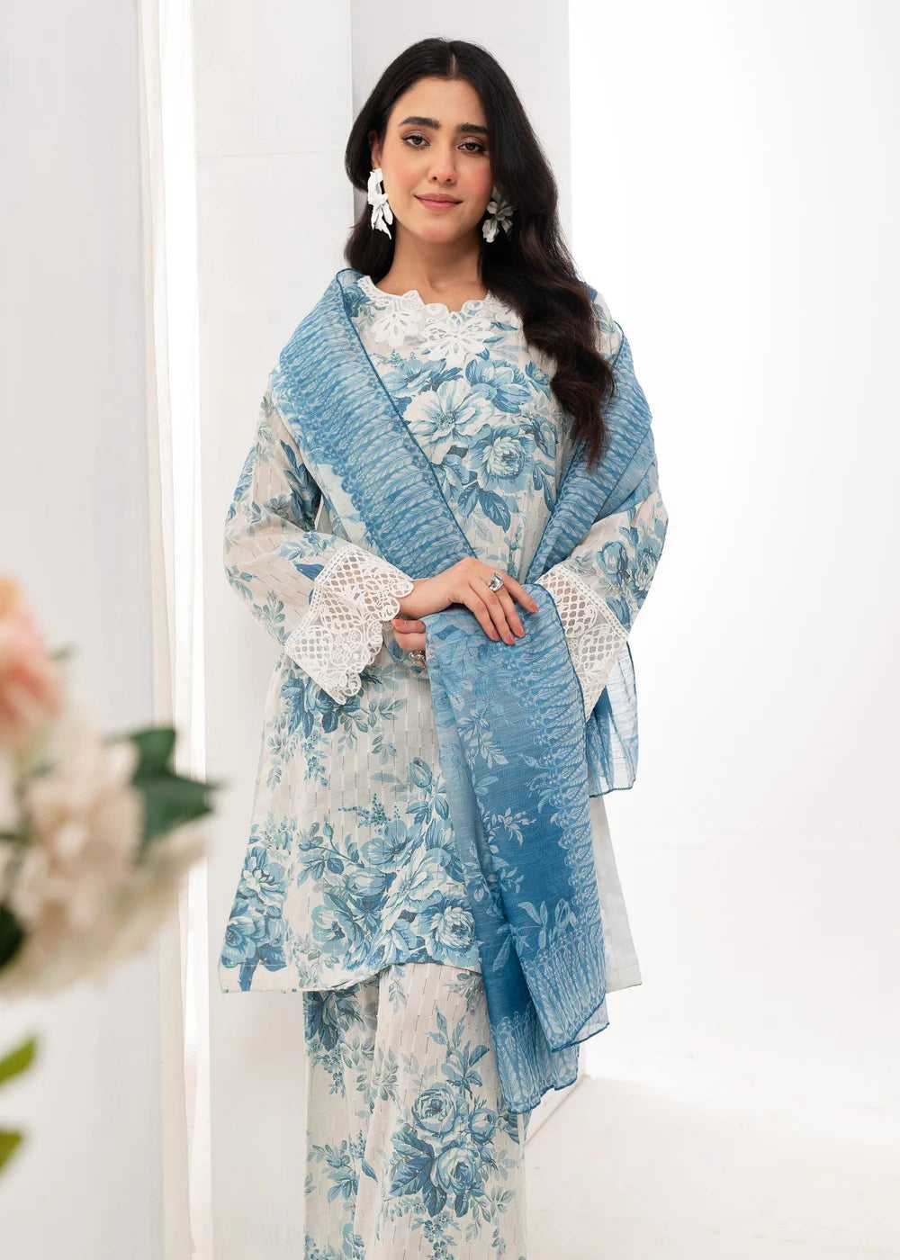 Embroidered Lawn Farshi Shalwar Suit
