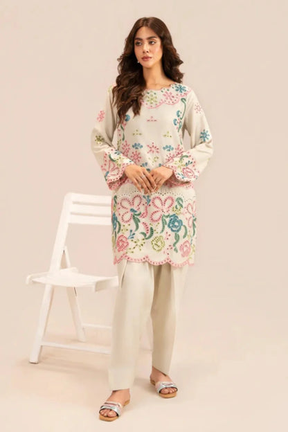 Chikankari Embroidered Dhanak Kurta Set