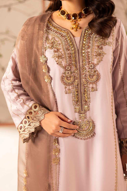 Mauve Pink Embellished & Embroidered Raw Silk Suit with Potil