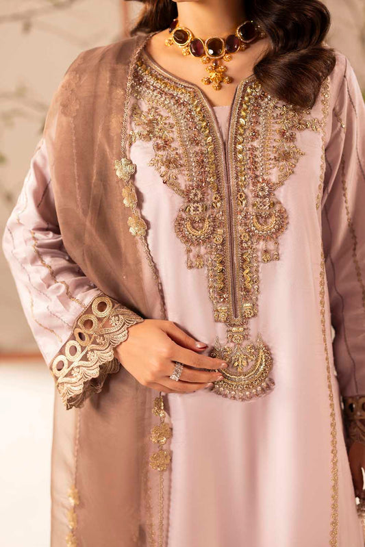 Mauve Pink Embellished & Embroidered Raw Silk Suit with Potil